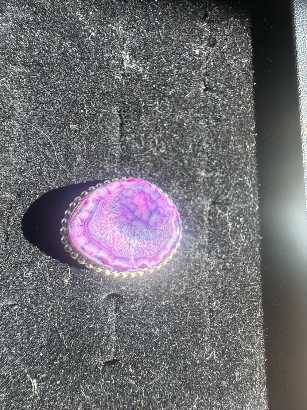 Purple Dragon Vein Agate Ring Size 8.5 Druzy Statement Ring 925 Sterling Silver - Picture 4 of 7
